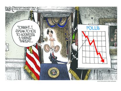 Obama cartoon approval polls politics US