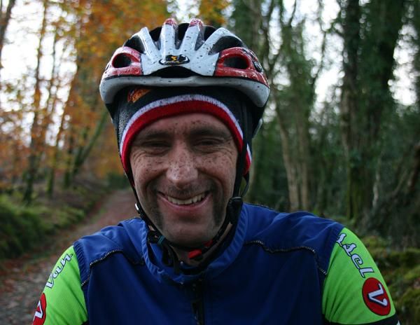 Eoin Ryan of Dolmen Sports grins after checking out the Mountain Bike Challenge course.