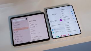 Comparing the inner display size between the Google Pixel Fold and Samsung Galaxy Z Fold 5