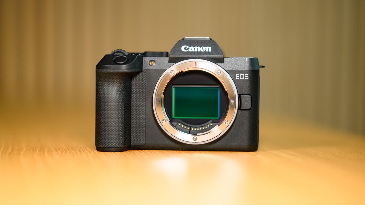 Canon EOS R8 Mark II on a wooden table