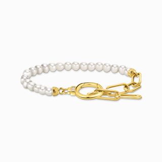Thomas Sabo, Yellow-Gold Plated Bracelet with Freshwater Cultured Pearls