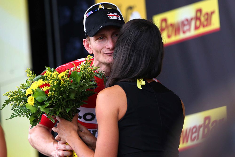 Andre Greipel gets another bouquet.