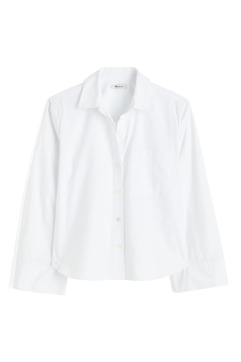 Easy Y-Neck Poplin Button-Up Shirt