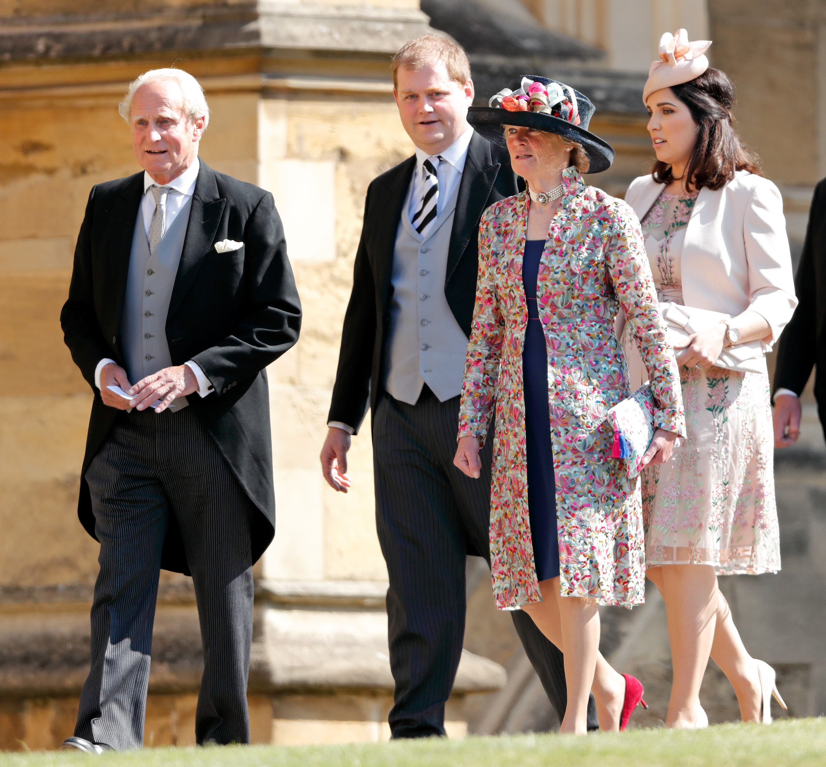 Lady Sarah McCorquodale and her family arriving at St George's Chapel for Prince Harry's wedding to Meghan Markle