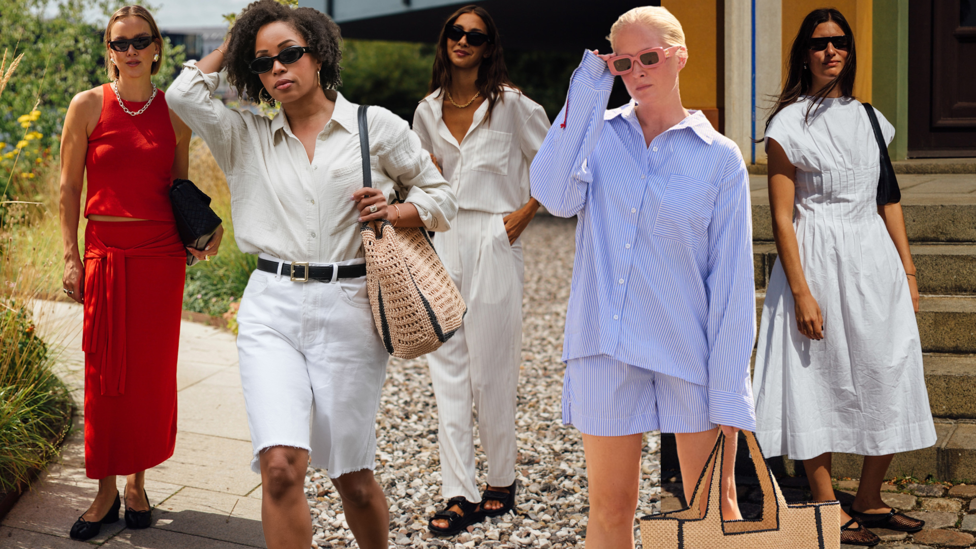 collage of women wearing summer outfits