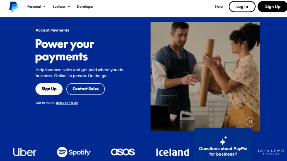 Website screenshot of PayPal (September, 2025)