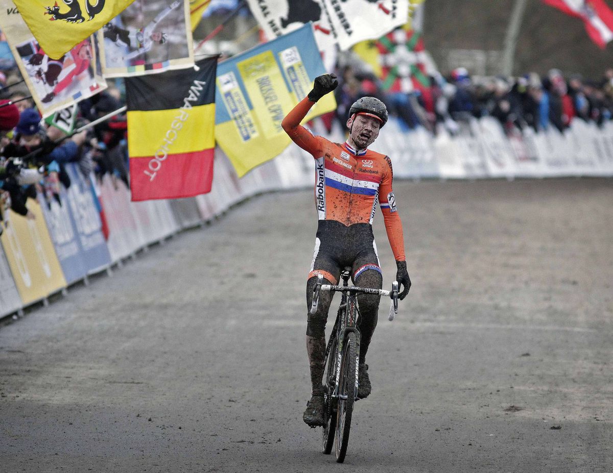 Mathieu van der Poel (Netherlands) celebrates victory in Tabor.