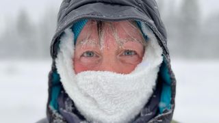 Alison Little battling the elements at the Beyond The Ultimate Ice Ultra