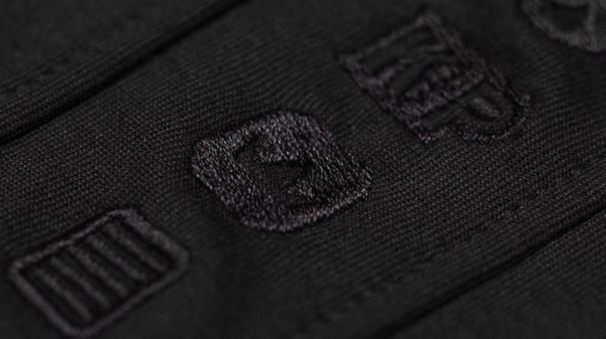 Bloods, sweat, tears and mud' is one of the little icon designs used throughout the collection