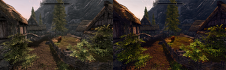 FXAA Post Process Injector before and after results for Skyrim. Modified results on the right.