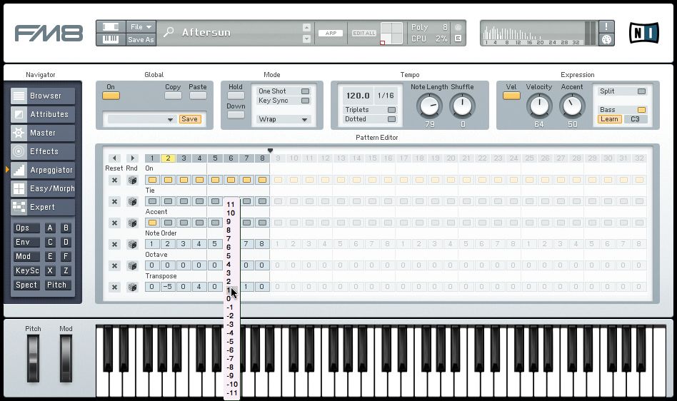 FM8 boasts a seriously powerful arpeggiator.