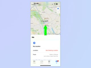 A screenshot showing how to share location via satellite on iPhone