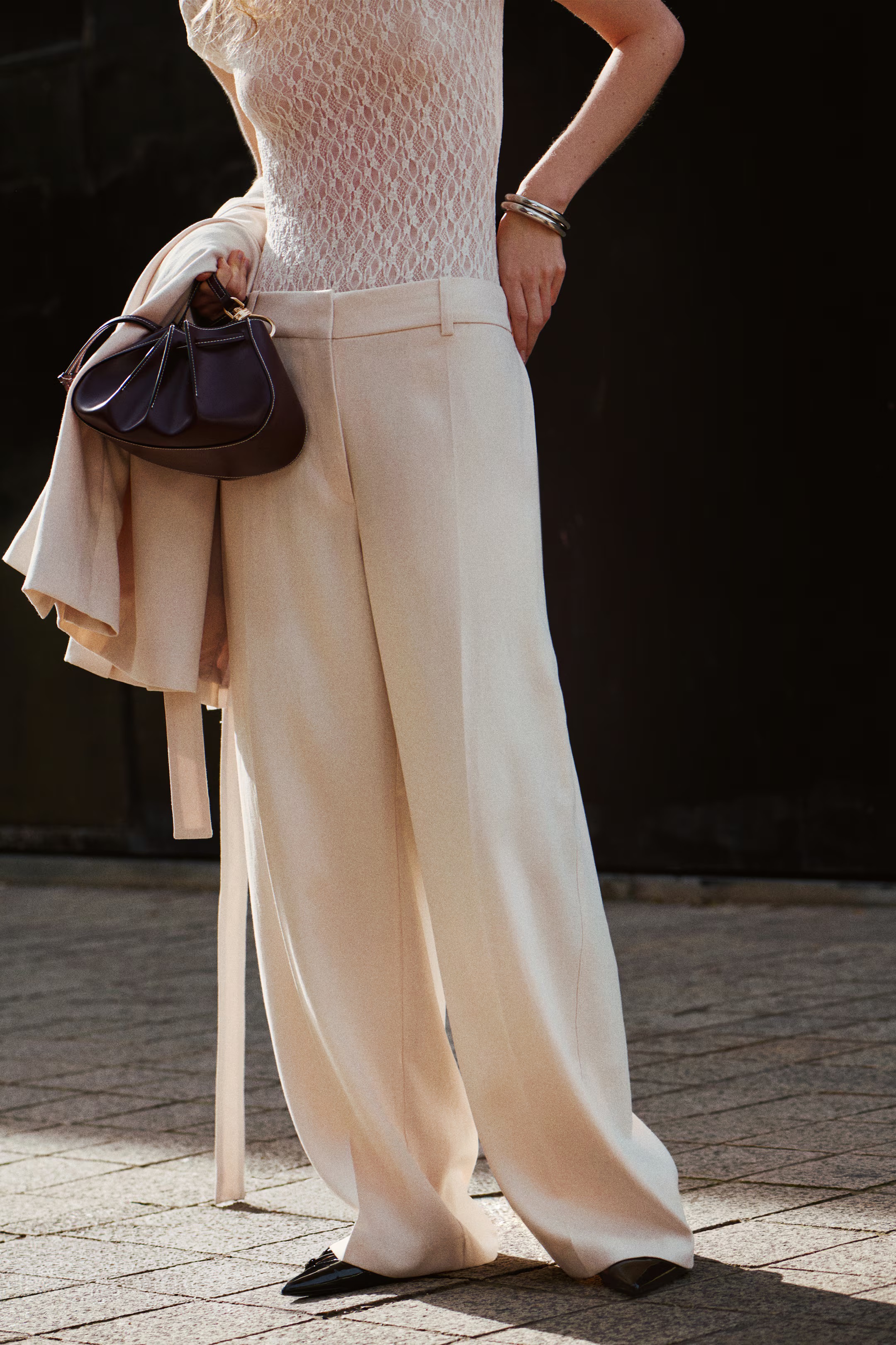 Wide Linen-Blend Trousers
