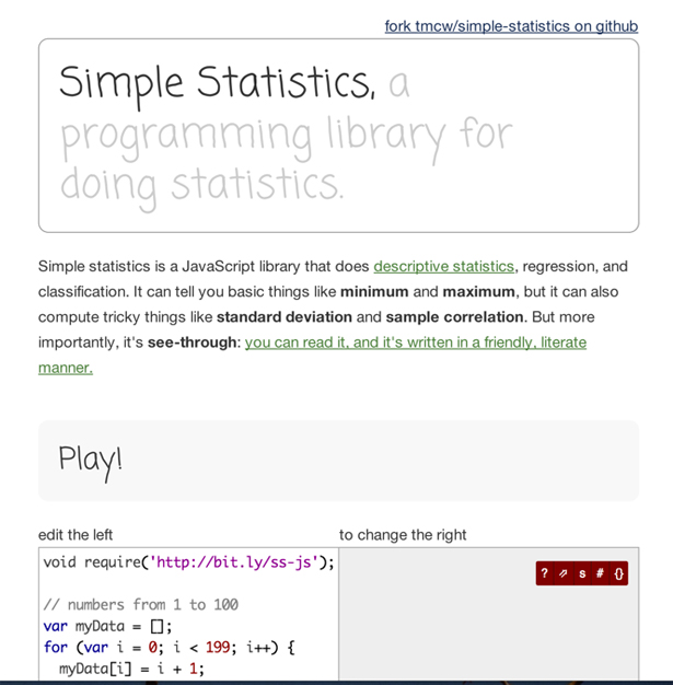 Statistics rendered understandable, thanks to Simple Statistics