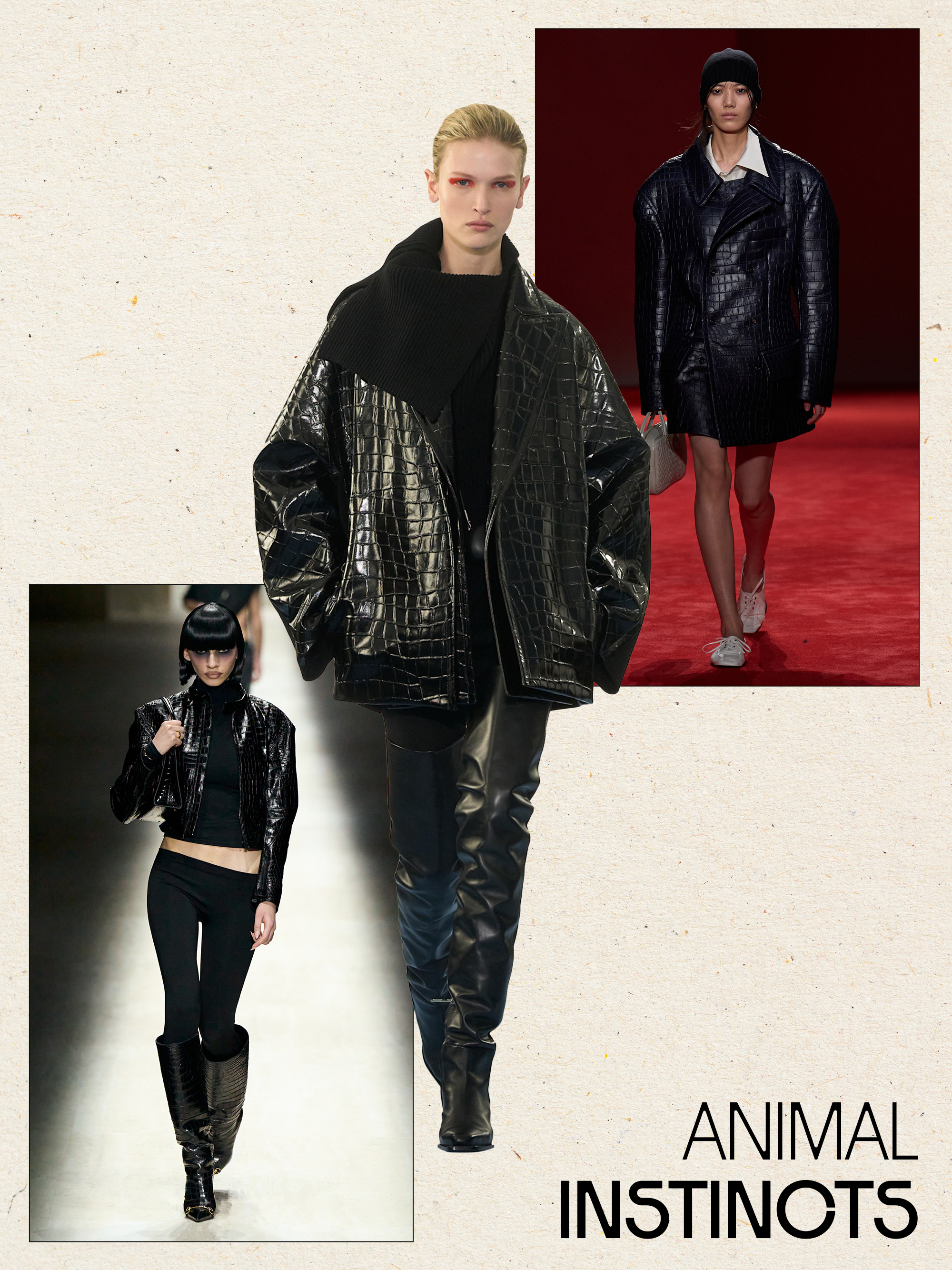 a collage of runway images featuring the biggest trends from Milan fashion week fall/winter 2026