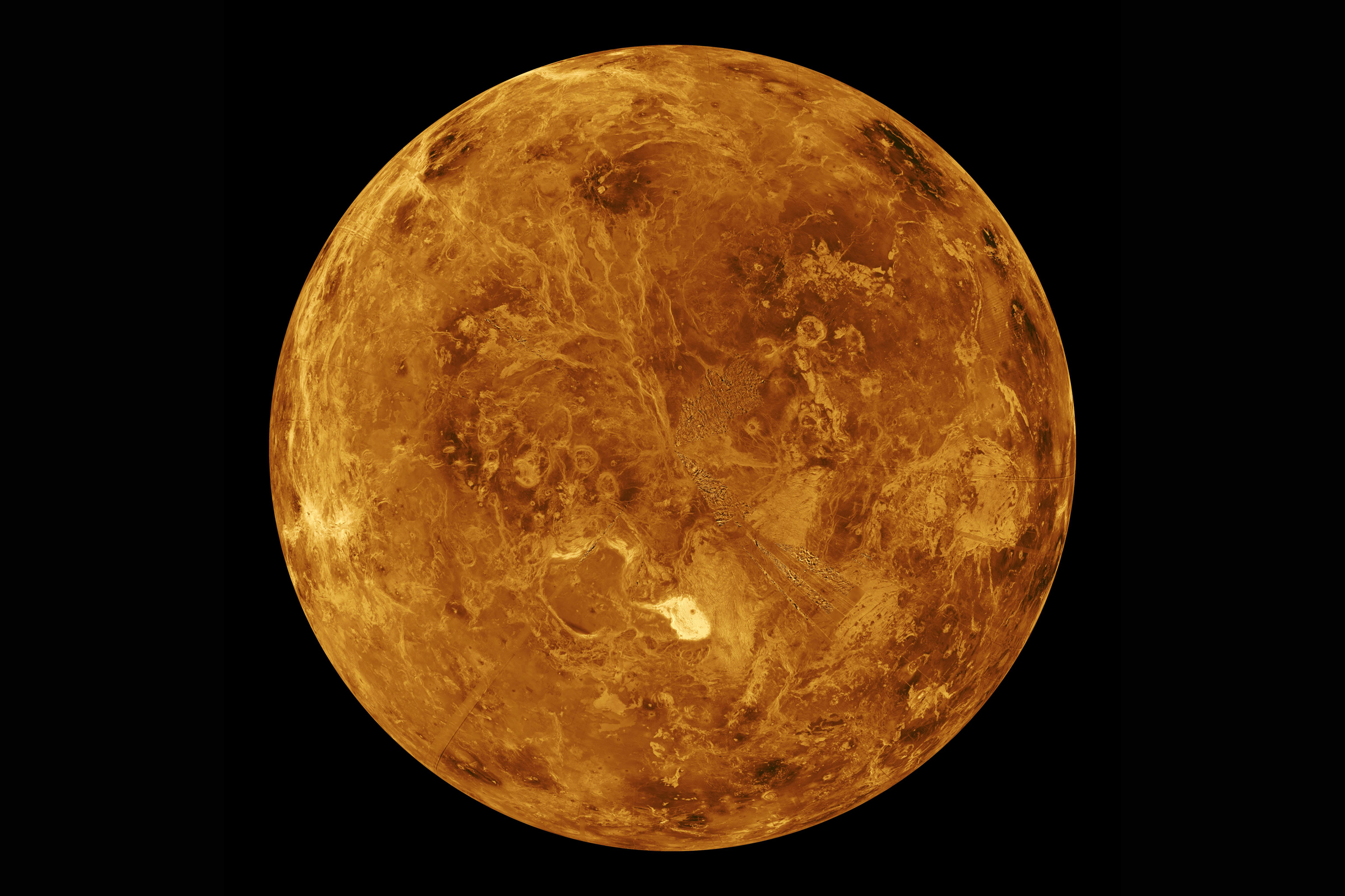 This image shows the surface of the northern hemisphere of Venus as observed by NASA&#039;s Magellan radar-mapping spacecraft, which peered through the planet&#039;s thick clouds during a mission that ended in 1994. Scientists now suspect Venus may have once harbor