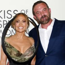 Jennifer Lopez posed with ex-husband Ben Affleck in spider-like Harris Reed at the Kiss of the Spider Woman premiere