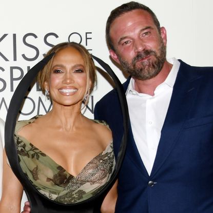 Jennifer Lopez posed with ex-husband Ben Affleck in spider-like Harris Reed at the Kiss of the Spider Woman premiere