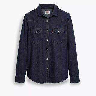 flay lay image of denim shirt 