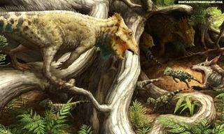Aquilops horned dinosaur illustration