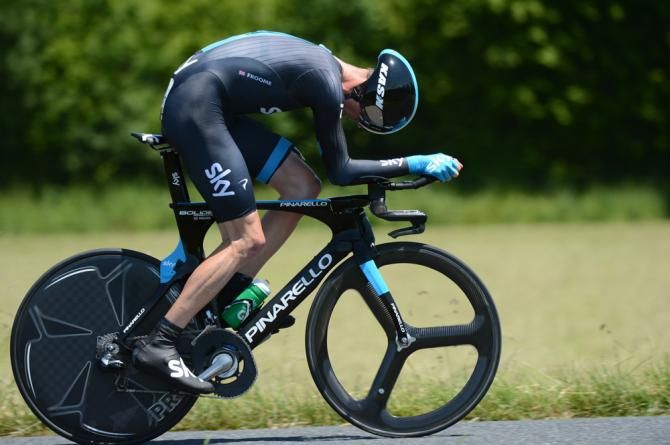 Chris Froome (Sky) finished third in the Crit&eacute;rium du Dauphin&eacute; time trial stage and moved to second overall.