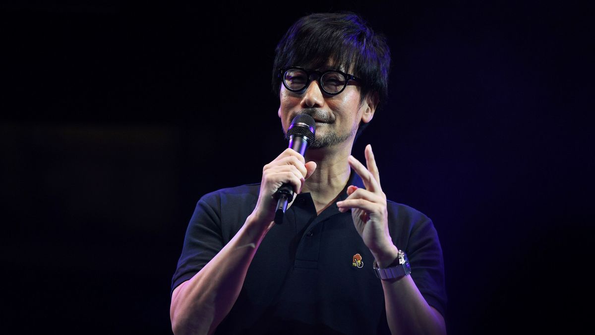 Hideo Kojima speaking at the Tokyo Game Show in 2019.