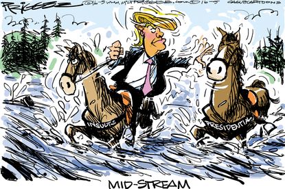 Political Cartoon U.S. Trump to White House