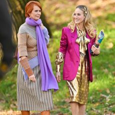 Sarah Jessica Parker and Cynthia Nixon on the set of And Just Like That 