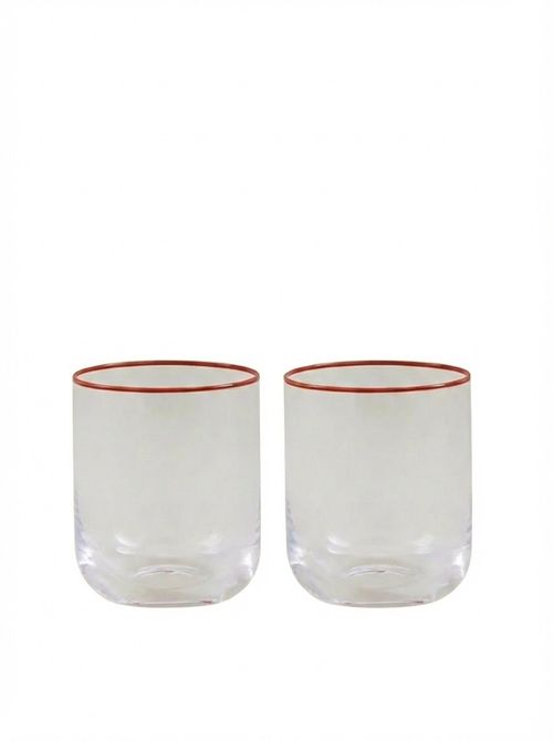 Red Colourful Rim Tumbler Glasses