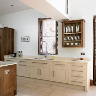 kitchen with cream cabinets