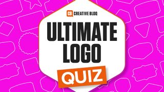 ultimate logo quiz on a pink background with shapes in it