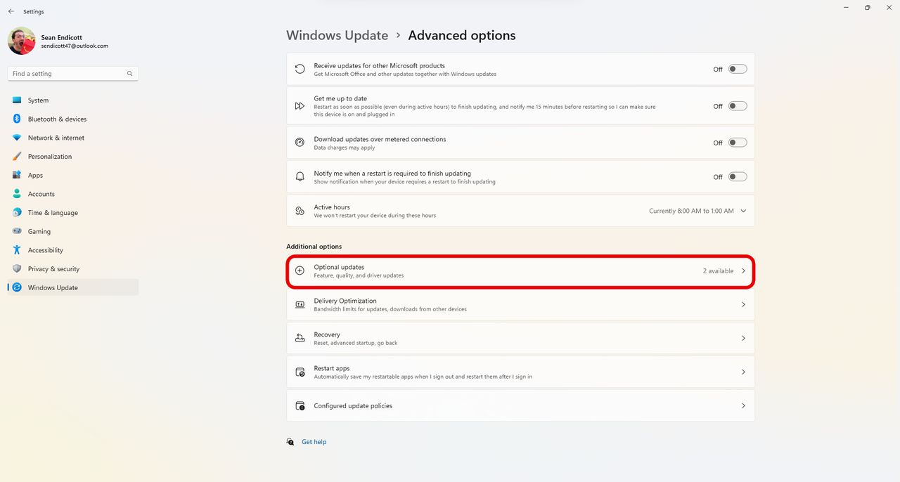 Windows 11 check for optional update