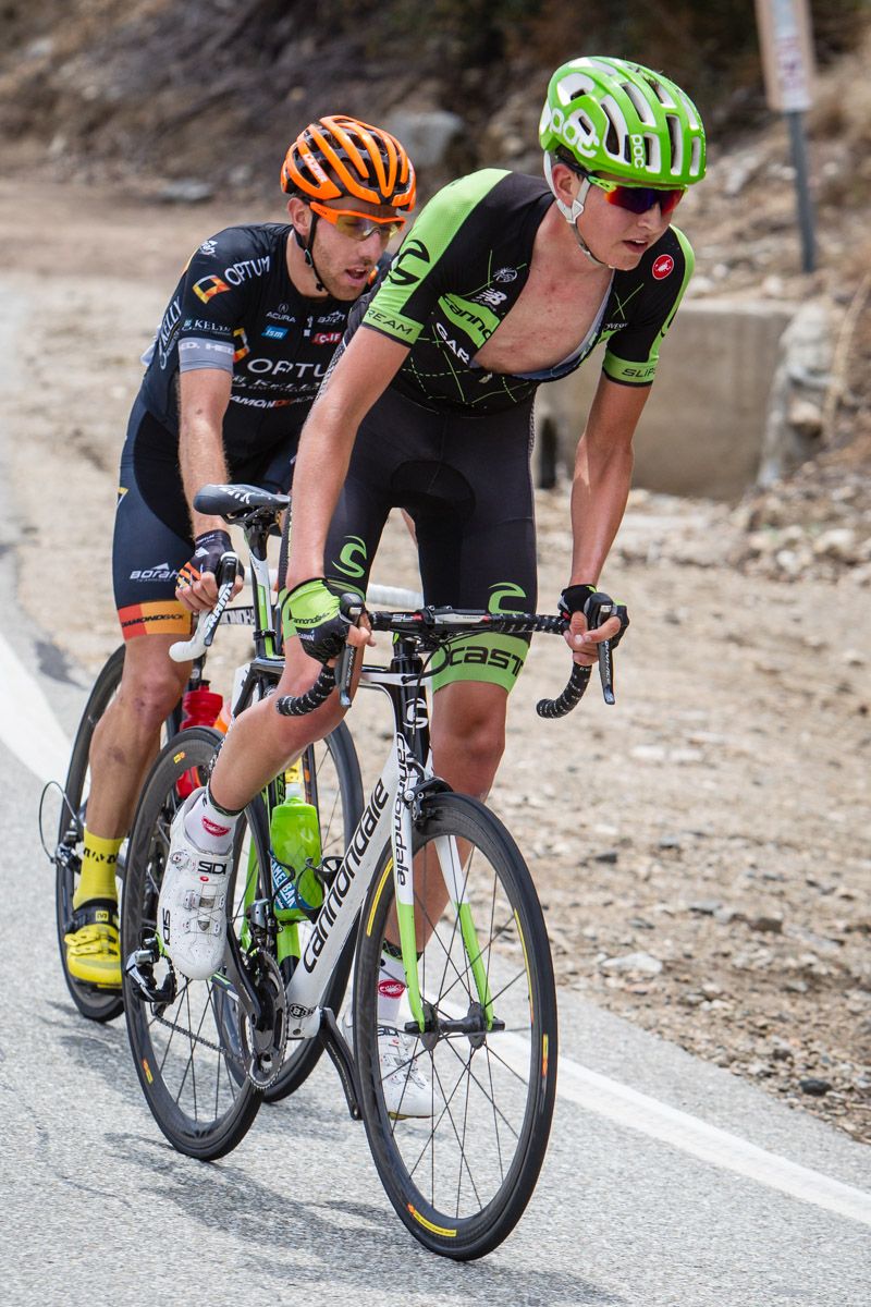 Joe Dombrowski (Cannondale-Garmin) on his way up the climb