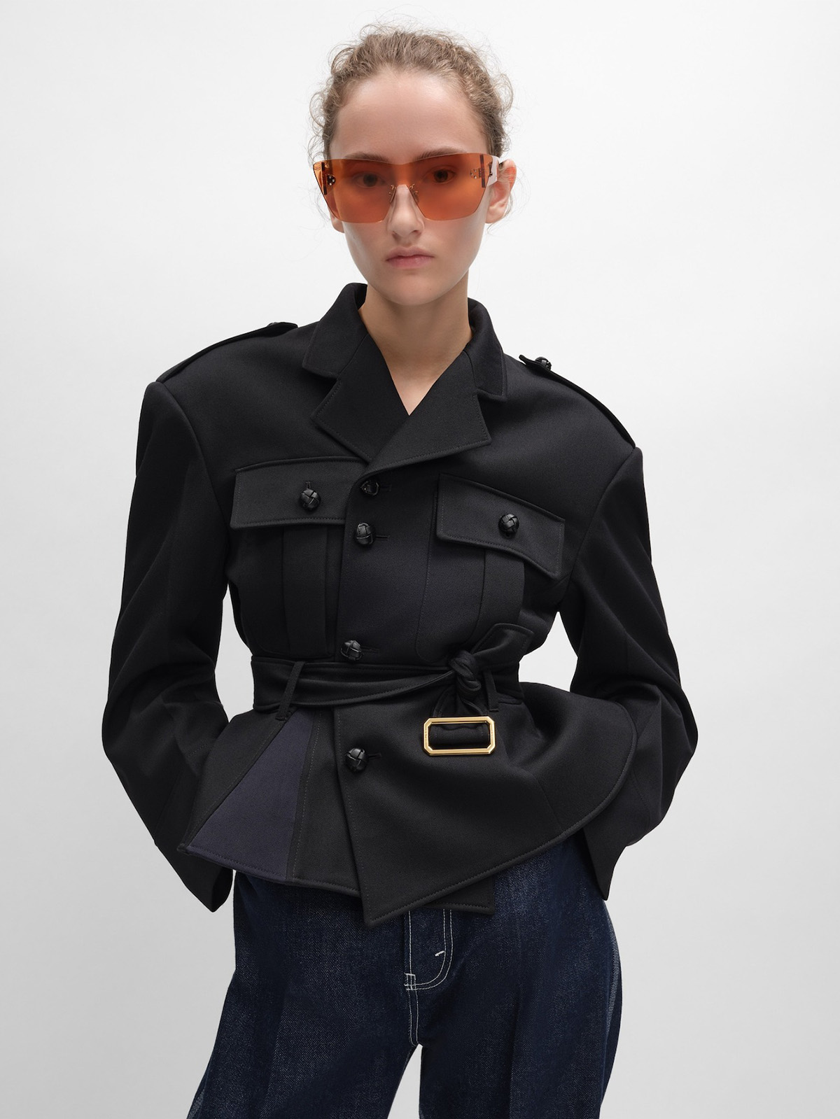 Peplum Jacket in Wool Gabardine