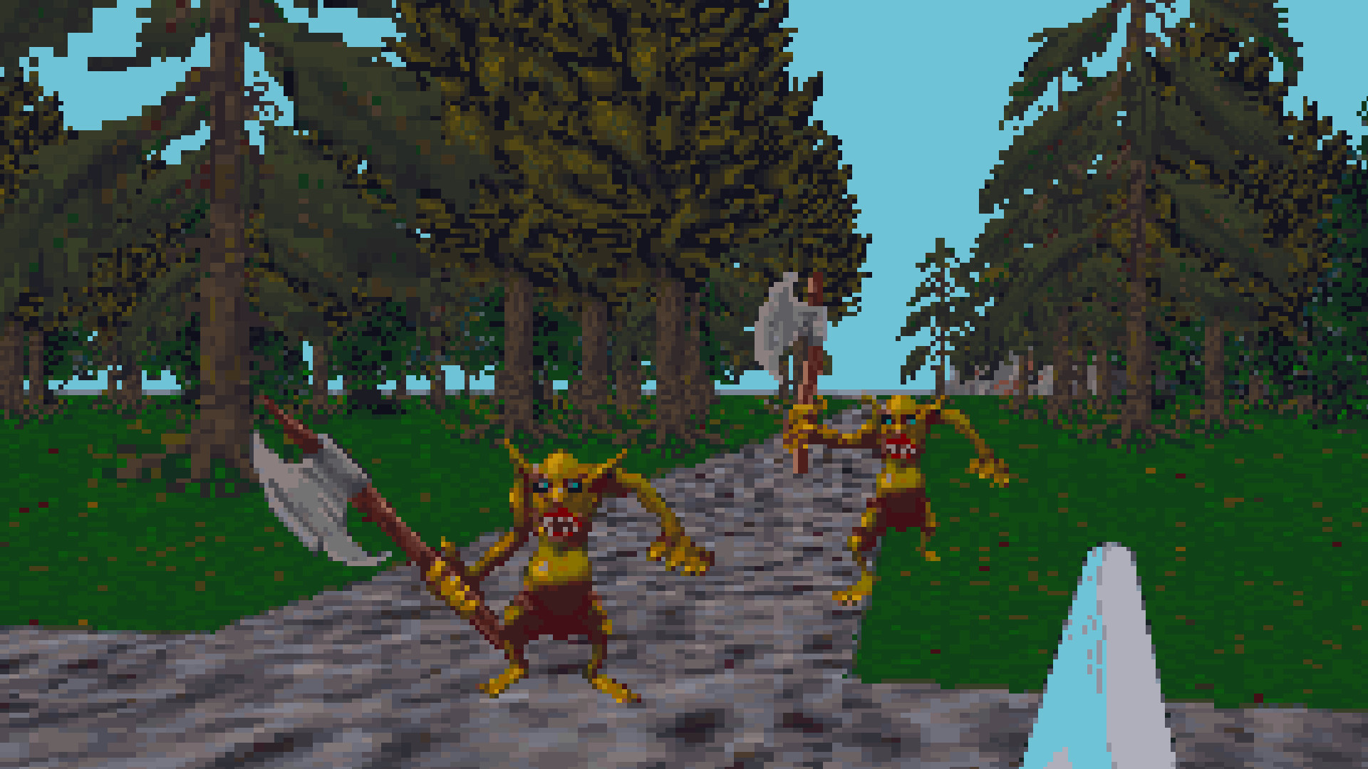 Fighting a pair of goblins in The Elder Scrolls: Arena