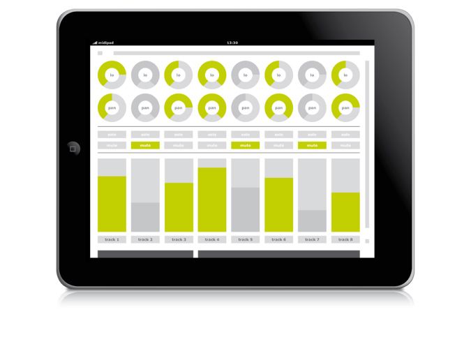 midipad's Studio view has a mixer-like look.