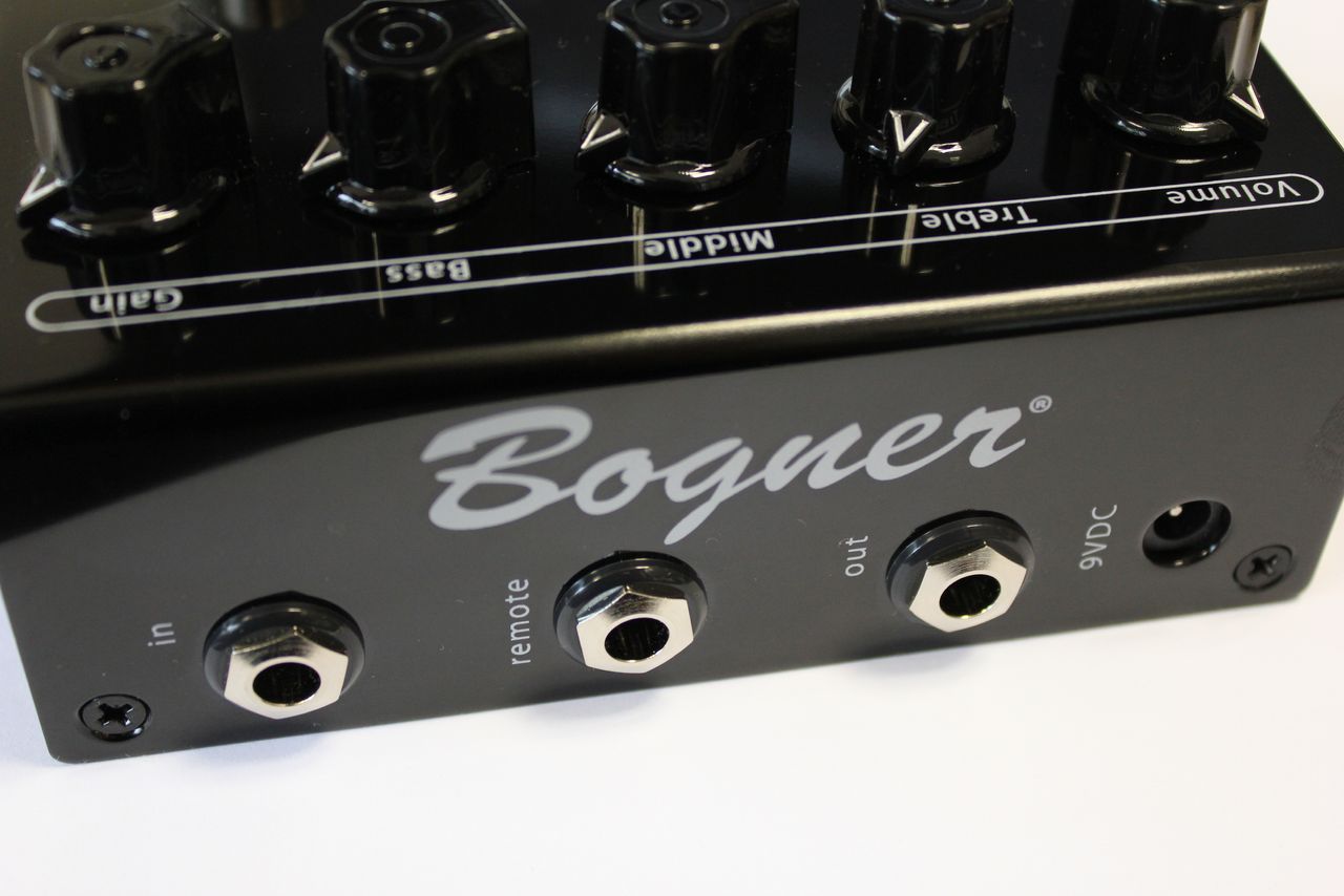 This Bogner pedal also give you the option of controlling from a unit with the remote jack. Running on a 9V battery or DC power supply.