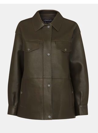 Whistles, Khaki Clean Bonded Leather Jacket