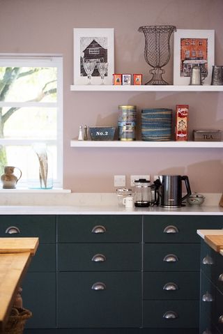 Green and pink kitchen