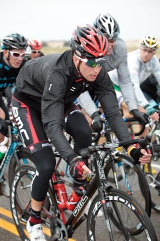 Taylor Phinney (BMC) seems to be settling in to today's harsh conditions