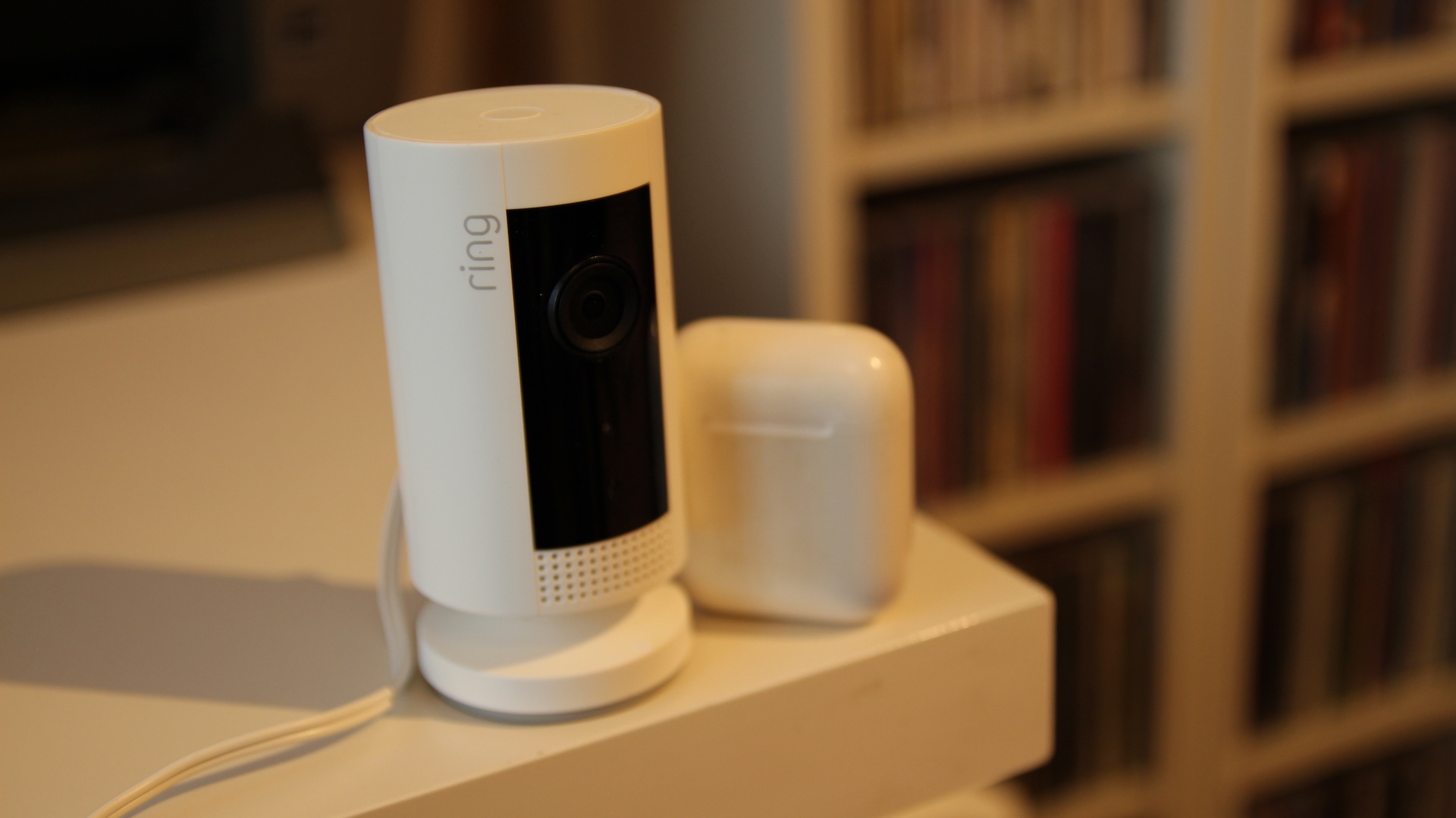 Ring Indoor Cam on a table in a home