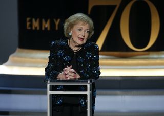 Betty White on stage at the 70th Annual Emmy Awards in 2018