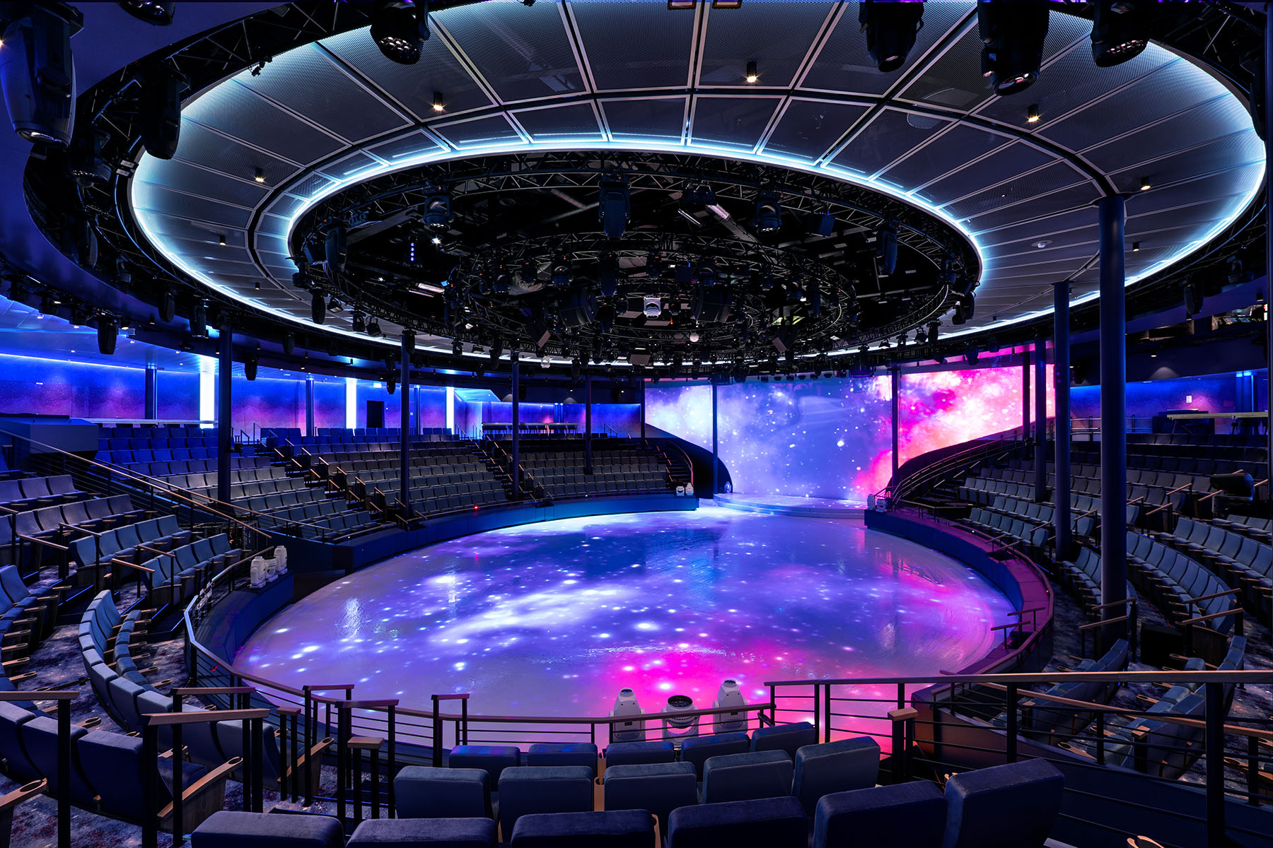 Absolute Zero on Royal Caribbean’s Icon of the Seas is the largest ice arena at sea, used for both leisure and shows.