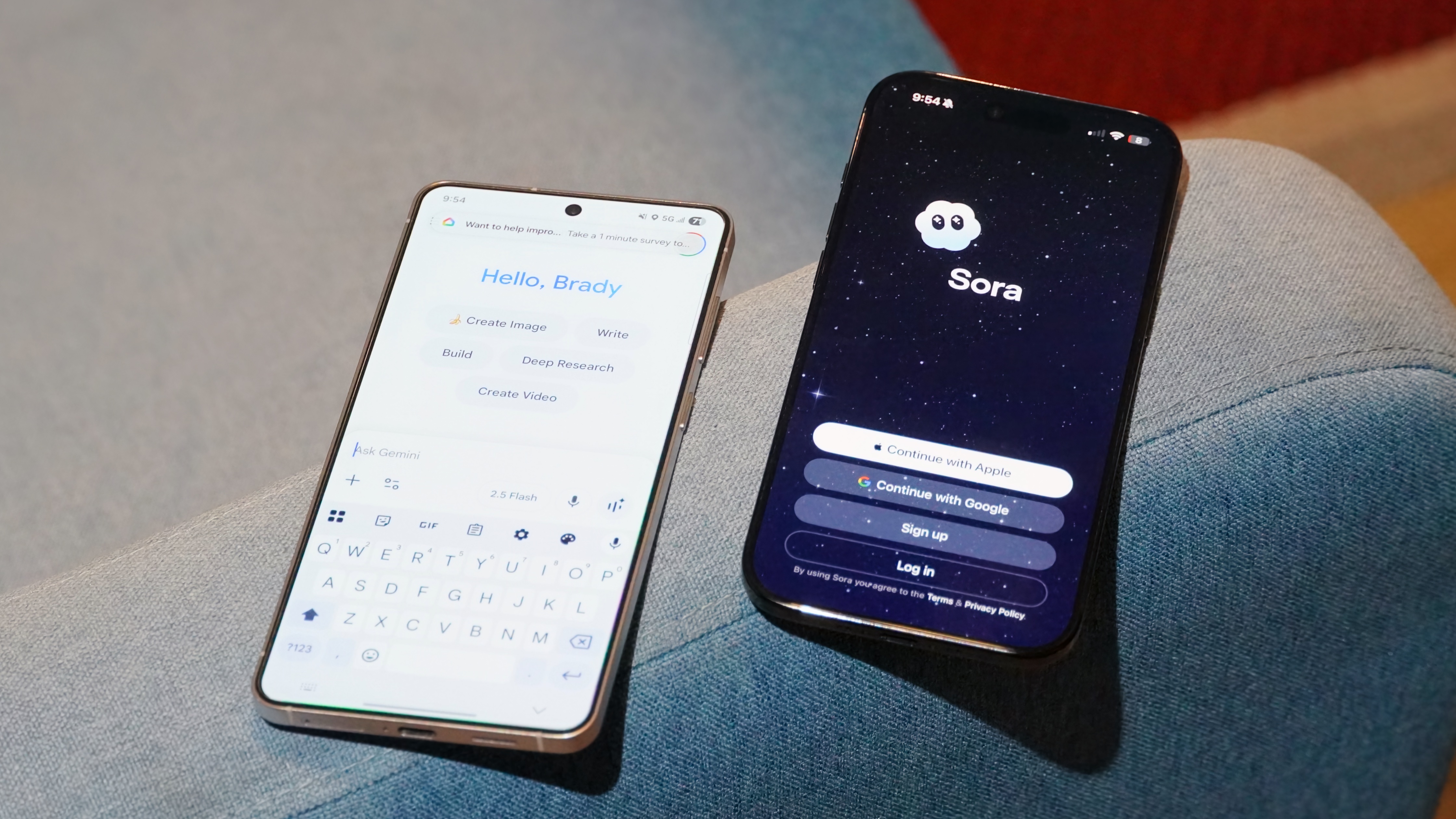 The start pages for Gemini (Veo 3) and Sora.