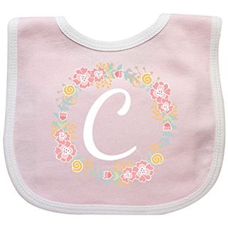 Inktastic - C Monogram Alphabet Letter Rose Floral Baby Bib Pink/White 309b0