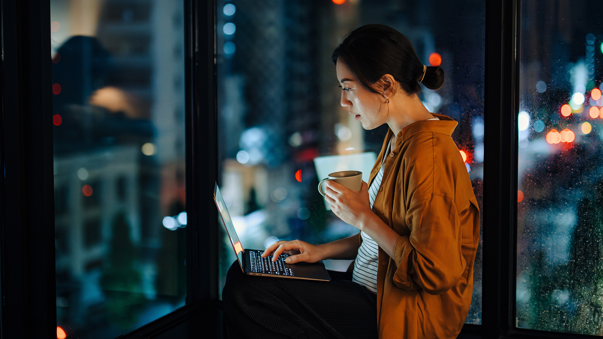Woman using laptop