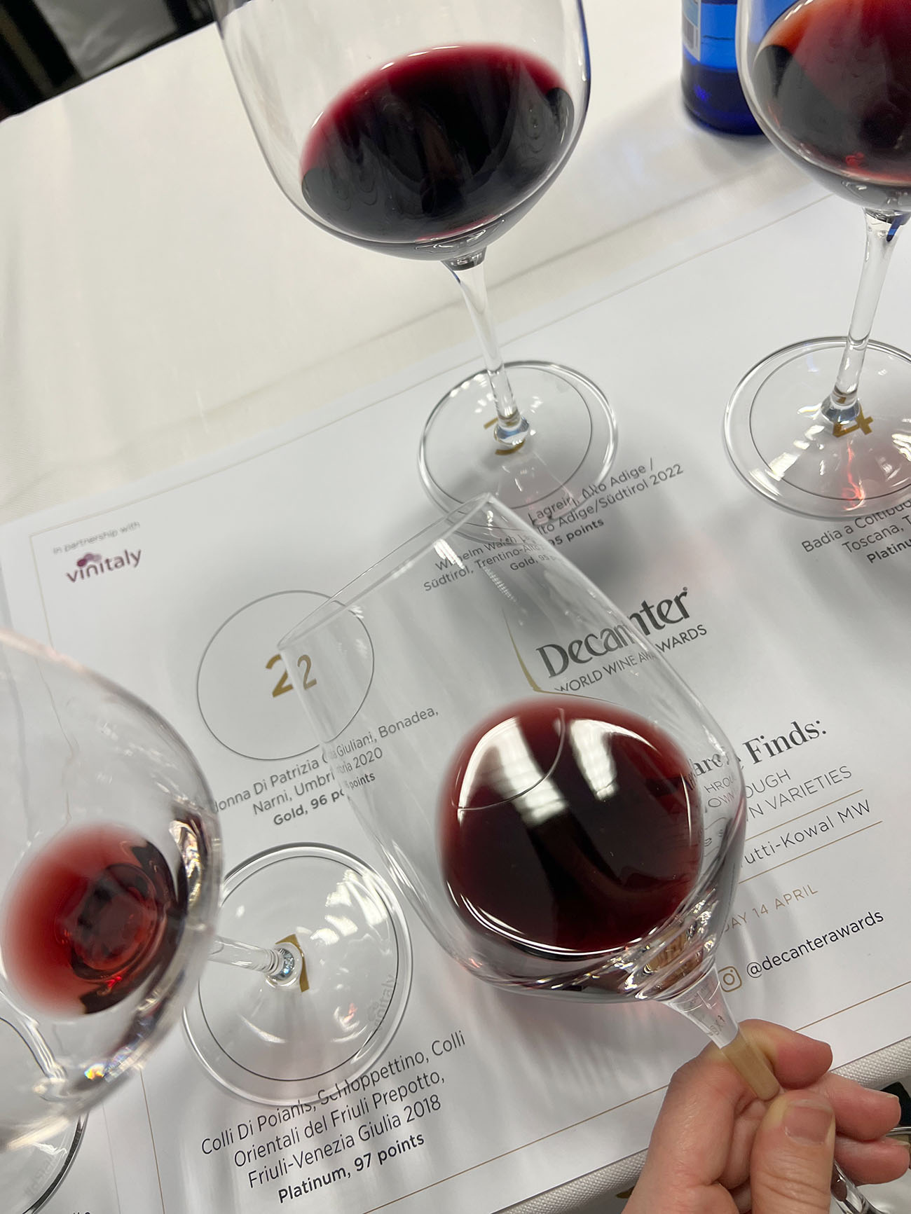 Red wine at Decanter Rare Finds DWWA masterclass Verona