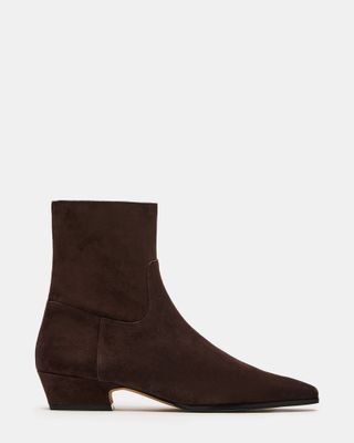 Dusty Chocolate Brown Suede Ankle Bootie | Women's Booties 
 Steve Madden