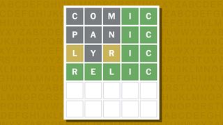 Wordle answer for game 949 on a yellow background