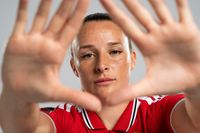 Ella Toone of Manchester United poses for a portrait during the WSL Headshot 2026/27 shoot day at Carrington Training Ground on August 04, 2026 in Manchester, England. 